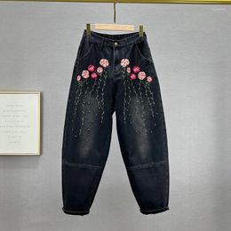 Women's Jeans For Women Pants 2023 Autumn Loose Large Size Denim Trousers Embroidered Rivets Harem Girls Jean