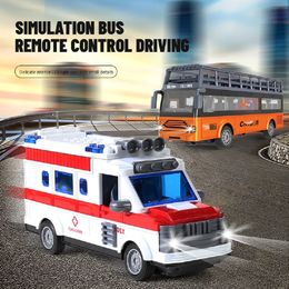 Electric RC Car RC Bus 1 30 Remote Control City Express High Speed Tour School Model 27Mhz Radio Controlled Machine Toys for Kids 231019
