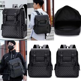 New PU Backpack Men's Fashion Backpack Business Leisure Large Capacity Schoolbag Simple Checker Computer Backpack 231020