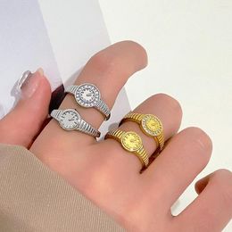 Cluster Rings Creative Watch Shape For Women Adjustable Opening Vintage Punk Mini Finger Ring Gift