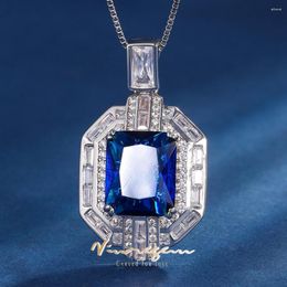 Pendants Vinregem 12 10MM Lab Created Sapphire Emerald Citrine Gemstone Vintage Pendant Necklace Gifts Fine Jewelry For Women Wholesale