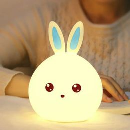 Lamps Shades Led Rabbit Night Light USB for Children Baby Kids Gift Animal Cartoon Decorative Lamp Bedside Bedroom Living Room 231019