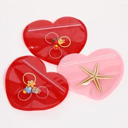 Jewelry Pouches 10pcs Heart Packaging Bags 8.5 10cm Handmade Earring Necklace Storage Organizer Zipper Closure Wholesale