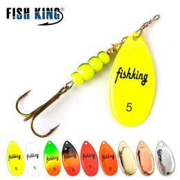 Baits Lures FISH KING Spinner Bait 3.9g 4.6g 7.4g 10.8g 15g Rotating Spinners Spoon Lures pike Metal With Treble Hooks Fishing Lure 231020