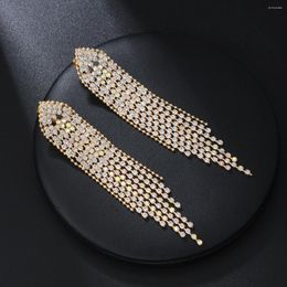 Backs Earrings Gold Silver Color Rhinestone Long Tassel Clip On For Women Bridal Non Pierced Brincos Wedding Jewelry