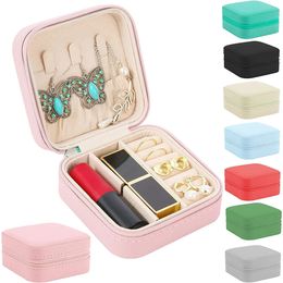 Jewellery Boxes Portable Storage Box Travel Organiser Case Leather Earrings Necklace Ring Display 231019