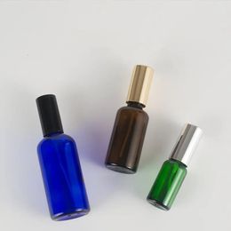 Perfume Bottle 5pcsLot 10ml 15ml 20ml Blue Green Empty Amber Spray Glass Atomizer Perfume Bottle With Aluminium Cap Refillable Travel Bottle 231019