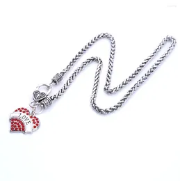 Pendant Necklaces Drop Est Gift Rhodium Plated Zinc Studded With Sparkling Crystals LOVE Heart Wheat Chain Necklace