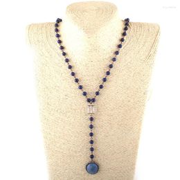Pendant Necklaces Fashion Bohemian Jewelry 6mm Stone Rosary Chain Crystal Link And Women Ethnic Necklace