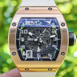 Mens Watches Richrd Mileres Luxury Wristwatches Automatic Mechanical Swiss Rm010 Rose Gold Boxes White Rubber Deploy Automatic Rm010 X6NZL