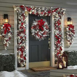 Christmas Decorations Christmas Decorations 20 30Cm The Cordless Prelit Red And White Holiday Trim Front Door Wreath Wedding Party Dec Dhkja