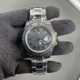 Automatische mechanische Herrenuhr, 40 mm, Luxusuhr, modisches schwarzes Zifferblatt, schwarzes Armband, Faltschließe, klassische Uhr
