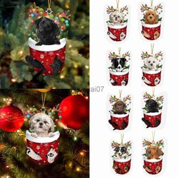 Christmas Decorations Christmas Acrylic Dogs Ornament Christmas Tree Animal Pendant Xmas Hanging Decorations For Home Noel Navidad 2024 New Year Gift x1020