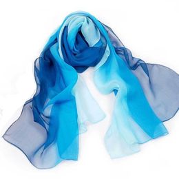 Designer Gradient Silk Scarf for Women Chiffon Scarves Sarong Wrap Beach Pashmina 160X50cm