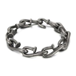 Nail Link Chain Bracelets Punk Men's Retro Stainless Steel Hip Hop Rock Bangle Jewelry2733