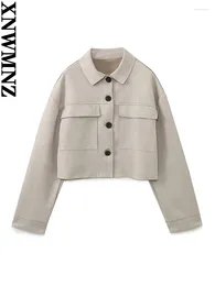 Women's Jackets XNWMNZ Fashion 2023 Faux Suede Crop Jacket Women Vintage Lapel Long Sleeve Front Button Versatile Female Coat