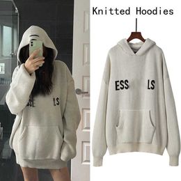 2023 Mens Women Designer Essentialhoodie Sweater Knits Keep Warm in Autumn Winter Hooded Essent Loose Letter Essentialshirt Hoodies Casual Pullover W2sh