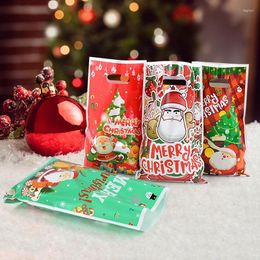 Christmas Decorations 10pcs Candy Cookie Bag Merry Cartoon Plastic 2023 Navidad Xmas DIY Gift Chocolate Packaging Decoration