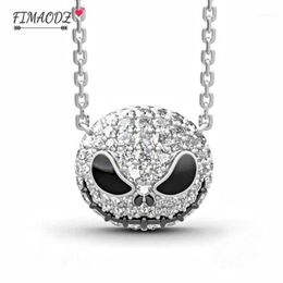 FIMAODZ Fashion Jack Skull Necklace Nightmare Before Christmas Punk Crystal Chain Gothic Necklace Delicate Halloween Gift1231F