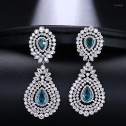 Dangle Earrings SUGO 2023 Autumn Fashion Luxury Full Cubic Zirconia Water Drop Design Pendant For Trend Women Party Jewellery Wearing