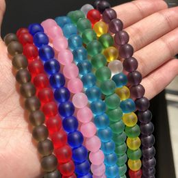 Beads Blue Red Green Pink Round Matte Glass Frost Crystal Loose For Jewellery Making DIY Bracelet Necklace 15'' 8mm
