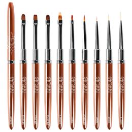 Makeup Tools BQAN Rose Gold UV Gel Painting Drawing Brush Acrylic Nail Liner Lines Brushes Manicure Art 231020