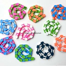 10 Colors Styles 24 Links Wacky Tracks Snake Puzzle Snap And Click Sensory Fidget Toys Anxiety Stress Relief ADHD Needs Educational Party Keeps Fingers Busy