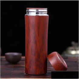 Party Favour Wooden Bamboo Colour Thermos Cups Stainless Steel Water Bottles 2 Colours Double Wall Insation Tea Home Garden Festive Party Dhvk3