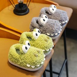 Slipper Children Cotton Slippers for Girls Toes Wrapped Ankle Warped Simple Cartoon Dinosaur Cute Platform Kids Casual Girls Shoes 231020