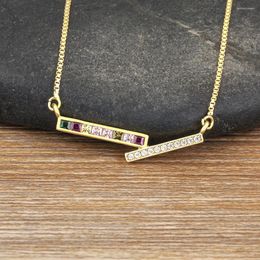 Chains AIBEF Daily Wear Colorful Crystal Pendant Simple Geometric Necklace Copper Zircon Jewelry Women Party Gift Sweater Collar Chain