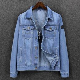 Fashion denim coat men spring autumn casual light blue men 2023 new commuter large size top fashion luxury coat middle-aged stone 307Y