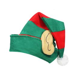 cosplay Eraspooky Christmas Party for Kids Red Green Striped Santa Candy Ball Decoration Elf Hat with Ears Costume Propscosplaycosplay