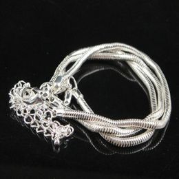 classic DIY 925 silver plating Snake chain Bracelets fit Europen Charms beads Lobster clasp bracelet 50pcs260q