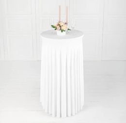 Table Cloth Simple Wedding Cover Spandex Cocktail White Lycra High Bar Linen Banquet el Party Decoration 231019