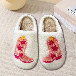 Slippers Women' Boots Printed Cute Plush Indoor Warm Cotton Zapatos Para Mujeres