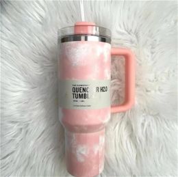 Quencher H2.0 Pink Blue Tie Dye 40Oz Mugs With Silicone Handle Insulated Tumblers Lid Straw Stainless Steel Coffee Termos Wisteria Cups By DHL Stock New 0424