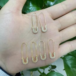 Dangle Earrings Personalised Design Paper Clip Gold Plated Brass Zircon Cute Fashion Jewellery For Women