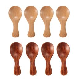 Coffee Scoops 4Pcs Wooden Spoons Mini Kitchen Spice Condiment Spoon Sugar Tea Coffee Scoop Short Handle Wood Kids Spoon Kitchen Gadgets 231018