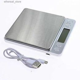 Bathroom Kitchen Scales USB Charging 3kg/0.1 500g/0.01 Mini Precision LCD Digital Kitchen Electronic Scales Weight Balance Tea Baking Lithium Battery Q231020