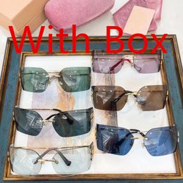 Mens Designer Sunglasses Rimless Resin lens Glasses With Metal Temples European and American Style Wrap Goggle Sunglasses With Box For Driving