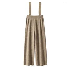 Women's Pants BELIARST Merino Wool High-rise Suspenders Casual Loose Knit Trousers 2023 Autum Winter Warm Wide-legged