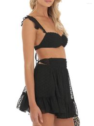 Work Dresses Women S 2 Piece Summer Outfits Sleeveless Cropped Cami Tops Elastic Waist Short Mini Pleated Skirt Set
