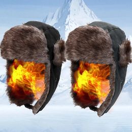 Beanie/Skull Caps Winter Trapper Trooper Bomber Cap Earflap Warm Plush Men's Outdoor Windproof Snow Ski Hat Russian Thicken Beanie Hats 231019