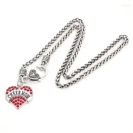 Pendant Necklaces Selling Rhodium Plated Zinc Studded With Sparkling Crystals CHEER MOM Heart Wheat Chain Necklace Drop