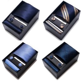 Neck Ties Gravatas Brand Wholesale Wedding Present Tie Pocket Squares Set Necktie Box Men Suit Accessories Floral Fit Formal Party 231019