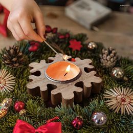 Candle Holders Christmas Wooden Candlestick Decor Pentagon Snowflake Xmas Tree 2024 Home Year Party Desktop Ornaments
