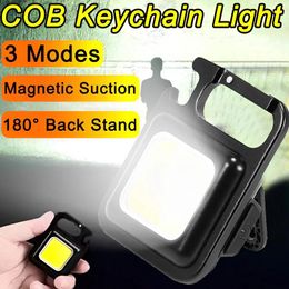 Flashlights Torches Multifunctional Mini USB Pocket Rechargeable COB Work Light LED Keychains For Outdoor Camping Fishing