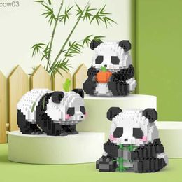 Blocks New Arrival Mini Cute National Tide Panda Micro Assembled Animals Building Blocks Diy Creative Cartoon Ornament Toys For Kids R231020