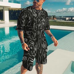 Men's Tracksuits 2023 Summer Sets Casual Fashion Printed T Shirt Beach Shorts Suit Man O-Neck T-Shirt 2 Pieces Asian Size XXS-6XL Men