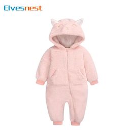 Rompers Winter Thicken Warm Baby Clothes Girl Rompers Cartoon Long Sleeve Hooded Baby Boy Clothes Fashion born Rompers 3-18 Months 231020